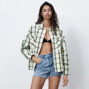 Zara Plaid Woven Cotton Shirt Size L